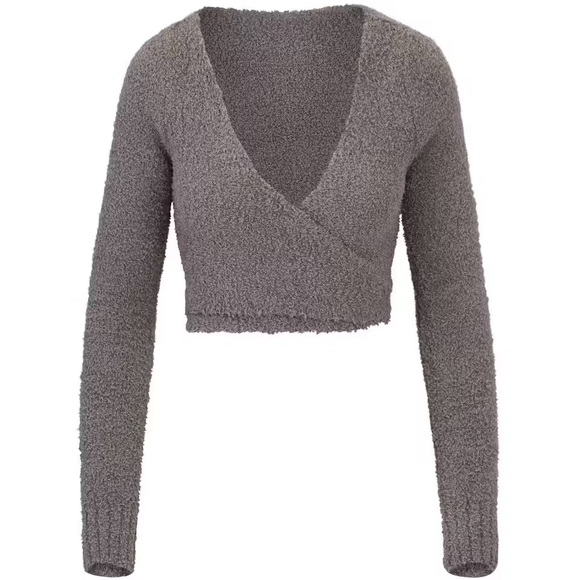 SKIMS Tops - Skims smoke cozy crop wrap size small/medium